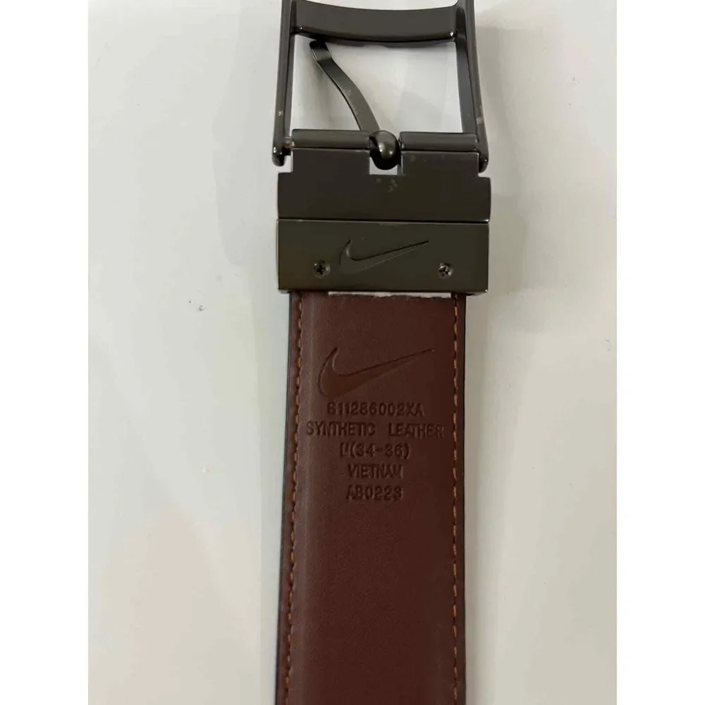 Nike Men's Large Reversible Faux Leather Belt Classic Black Brown Minimalist‎